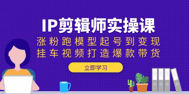 IP剪辑师实操课：涨粉跑模型起号到变现，挂车视频打造爆款带货-爱来米资源