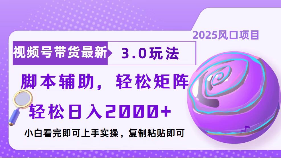 视频号带货最新3.0玩法，作品制作简单，当天起号，复制粘贴，脚本辅助…-爱来米资源